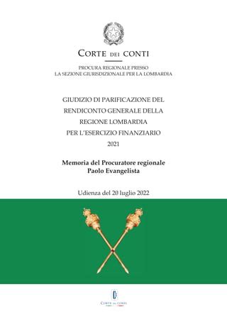 Memoria Del Procuratore Generale Della Corte Dei Conti Sul Bilancio