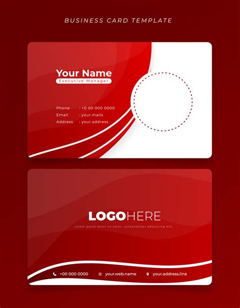 Id Card Or Business Card Template In Waving Red Background For Employee