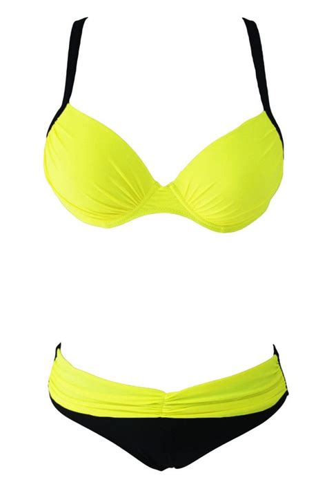 Starlite Yellow Padded Gather Push Up Bikini Swimsuits Set Amber Millet