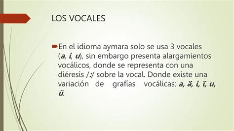 Las Vocales Del Idioma Aymara Pptx