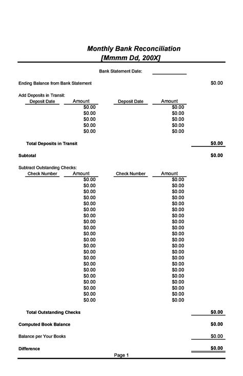 Bank Reconciliation Excel Sheet