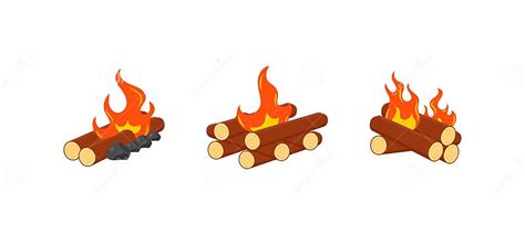 Burning Bonfires Campfires Stock Vector Illustration Of Firewood