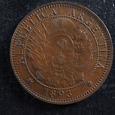2 Centavos 1893 Argentina Km33 Bronze Argentine Jetons Canada