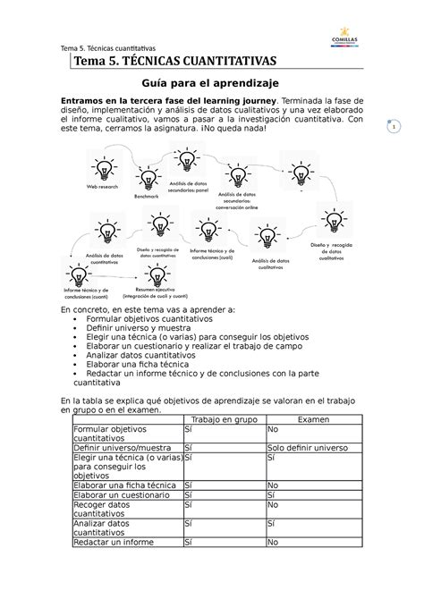 Tema 5 Técnicas Cuantitativas 1 Tema 5 TÉcnicas Cuantitativas Guía