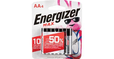 Energizer Max Aa Alkaline Batteries 15v 4 Pack E91 Bp4 Bandh