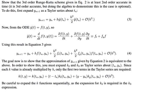 Solved Show That The 3rd Order Runge Kutta Scheme Given In Chegg