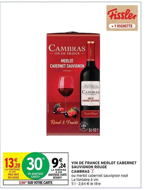 Promo Vin De France Merlot Cabernet Sauvignon Rouge Cambras Chez