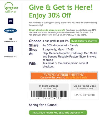 Gap, Old Navy, Banana Republic 30% off Give & Get Coupon (3/17 -3/20) - al.com