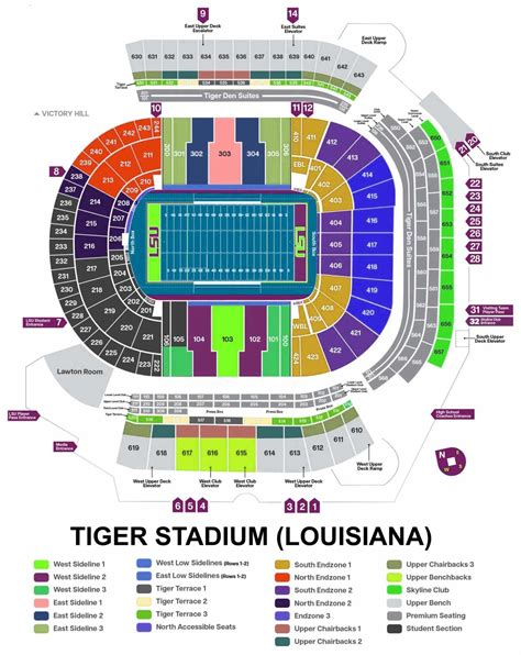 Tiger Stadium Seating Chart with Rows and Seat Numbers 2023