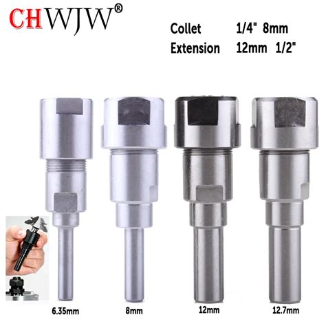 CHWJW 1 Pc 1 4 8mm 12mm 1 2 Shank Router Bit Extension Rod Collet