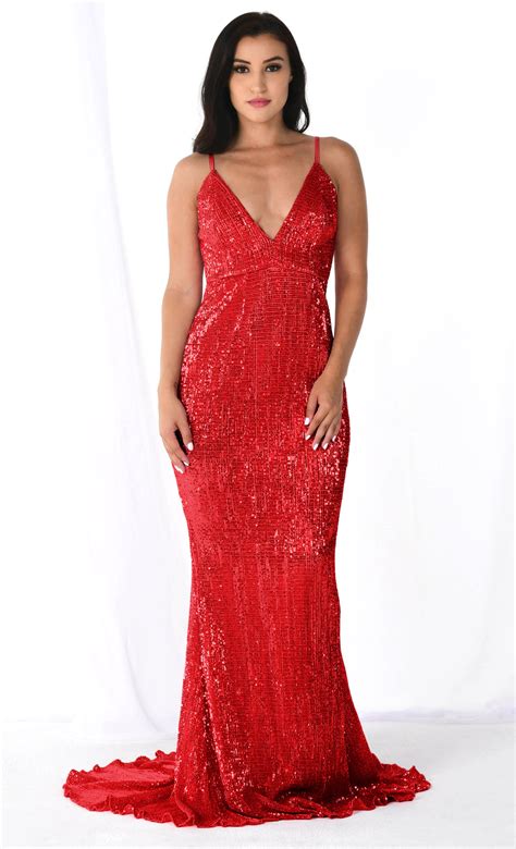 Fire And Ice Red Sequin Sleeveless Spaghetti Strap Plunge V Neck Backl