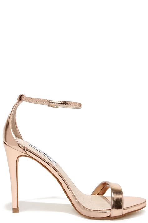 Rose Gold Heels Ankle Strap Heels Single Sole Heels 7900