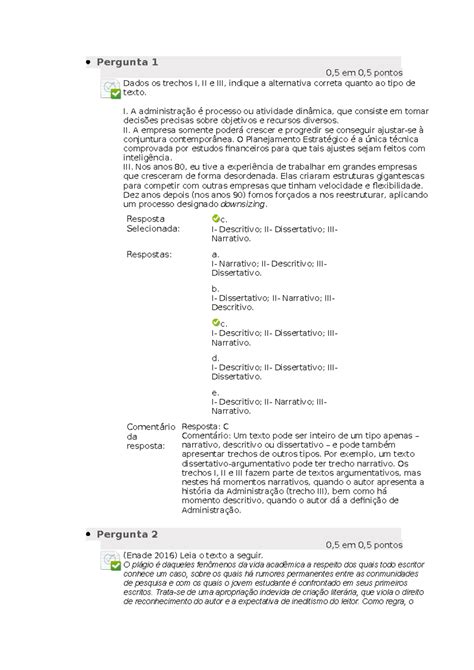 Estudos Disciplinares - Questionário Unidade I - Pergunta 1 0,5 em 0,5