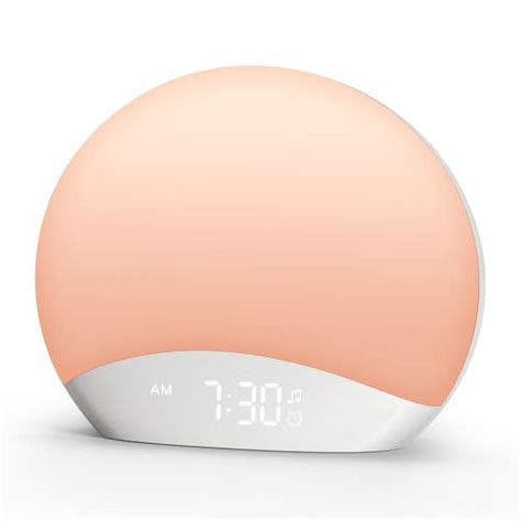 Reacher Sunrise Alarm Clock Sound Machine With Night Light 26 Soothing Sounds Dimmable Led