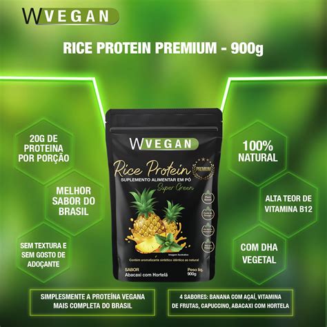 Rice Protein Premium 900g Com Dha Sabor Abacaxi Com Hortela