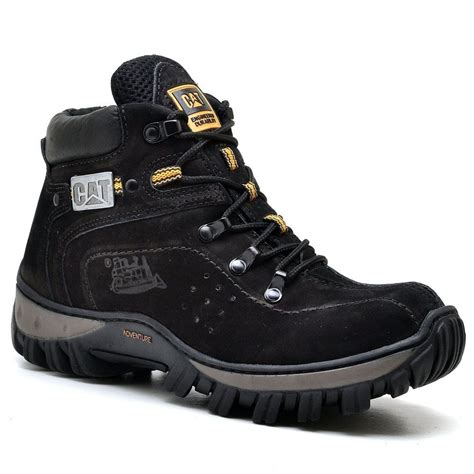 Bota Coturno Masculino Cano Curto Adventure Em Couro Caterpillar Preto