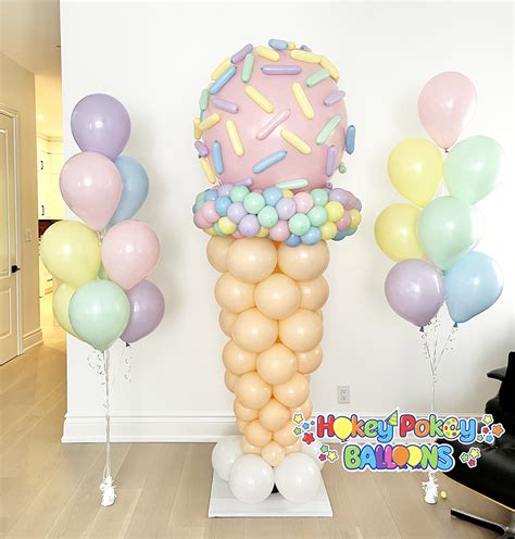 Giant Ice Cream Cone Balloon Column Hokey Pokey Balloons