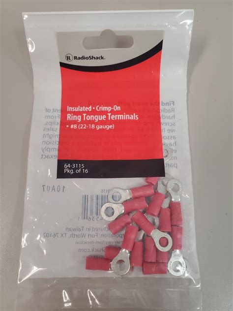 RadioShack 8 Insulated Ring Terminals Pack Of 16 640 3115 EBay