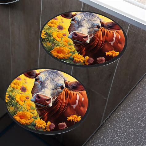 Sunflower Cow Butterfly Wooden Exquisite Stove Burner Covers Setgas Stove Burner Protectors8