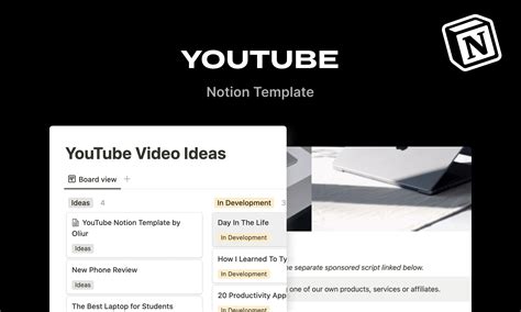 Youtube Notion Template Oliur