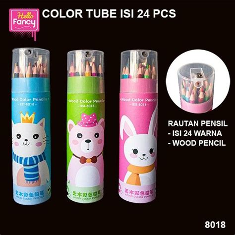 Pensil Warna Tube Squeezy 1 Set 24 Warna Serutan Color Pencil 24