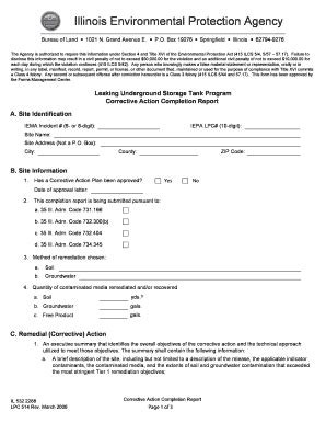 Fillable Online Epa State Il Corrective Action Completion Report