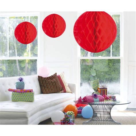 Red Honeycomb Hanging Ball Decoration Honeycomb Hangers Party