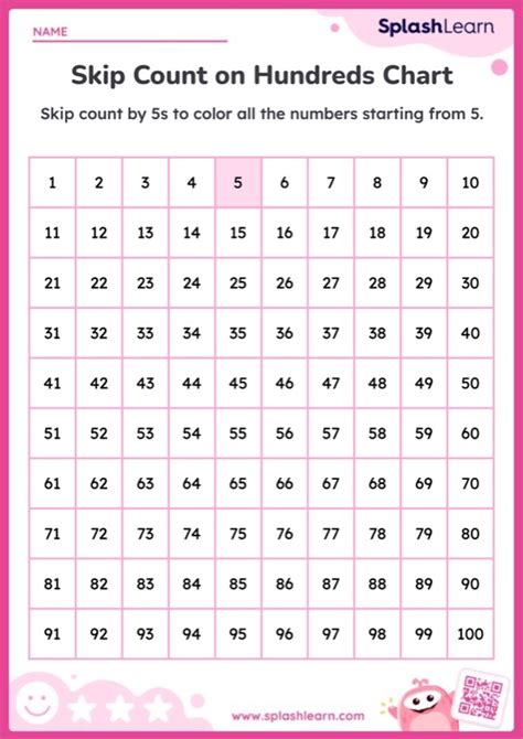 Skip Count By 5 On Hundreds Chart Worksheet