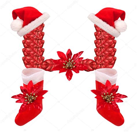 Christmas letter H with Santa Claus cap and stocking. — Stock Photo ...