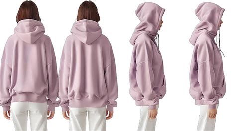 Purple Hoodie Front And Back View Mockup Set Highly Detailed Isolated