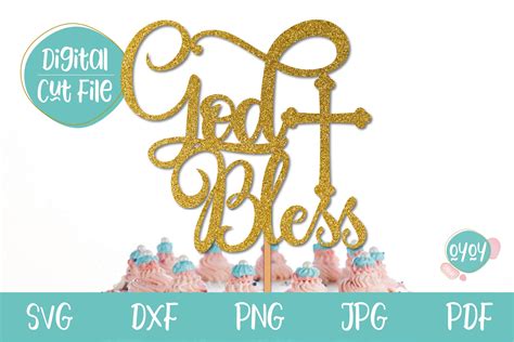 Baptism Svg God Bless Cake Topper Svg Graphic By Oyoystudiodigitals