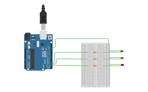 Circuit design Arduino Traffic light - Tinkercad