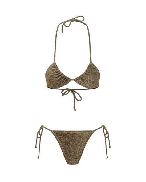 Reina Olga Glittery Triangle Bikini Set In White Lyst