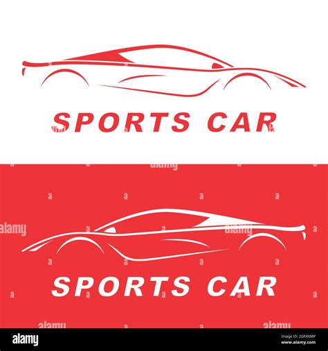 Red Sports Car Silhouette Logo Design Race Automotive Vehicle Vector