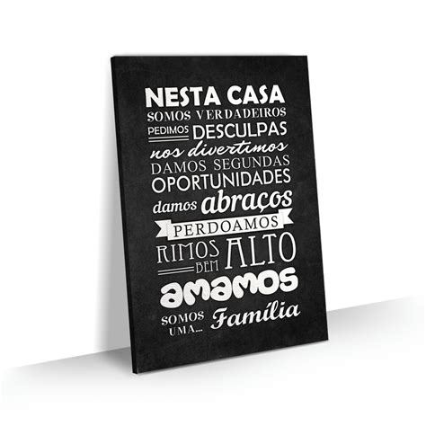 Quadro Decorativo Frase Regras da Família Preto T0070 Elo7