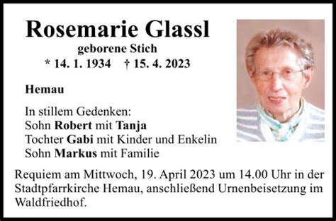 Traueranzeigen Von Rosemarie Glassl Mittelbayerische Trauer