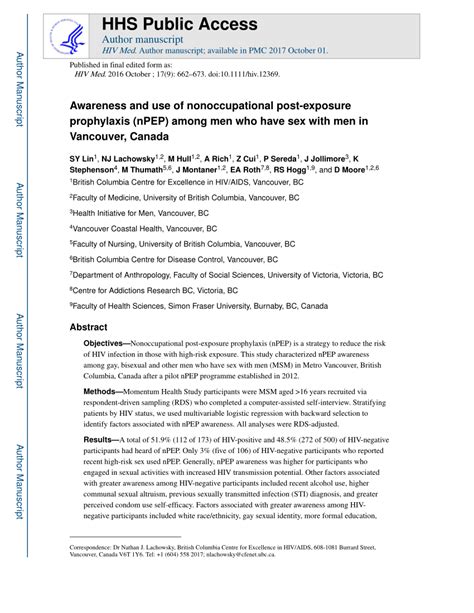 Pdf Awareness And Use Of Nonoccupational Post Exposure Prophylaxis