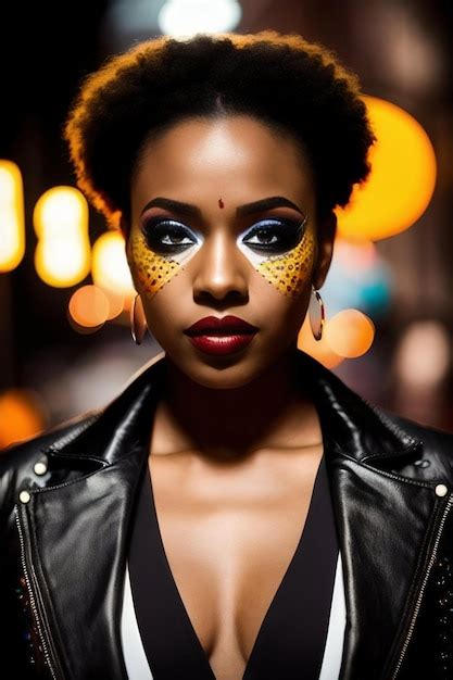 Premium Ai Image Closeup Portrait Of A Black Model With Carnival