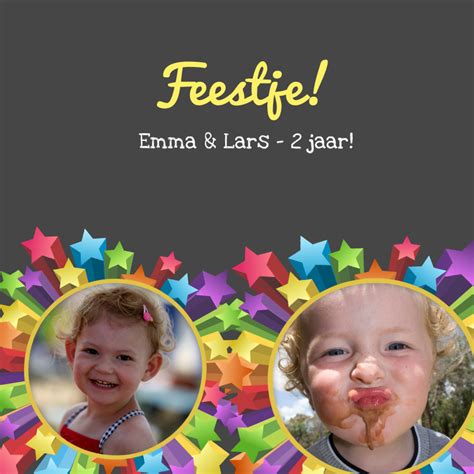 Uitnodiging Feestje Tweeling Kinderfeestjes Kaartje Go