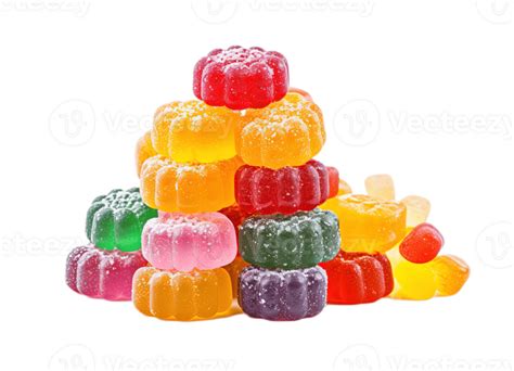 Colourful Jelly Candies Isolated On Transparent Background Png File