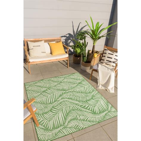 NAZAR Tapis Feuille De Palmier Indoor Outdoor Vert 200x200 Tapis