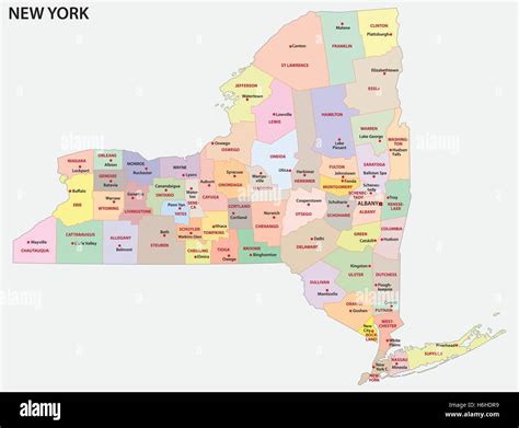 Administrative Und Politische Karte Von Der US Bundesstaat New York