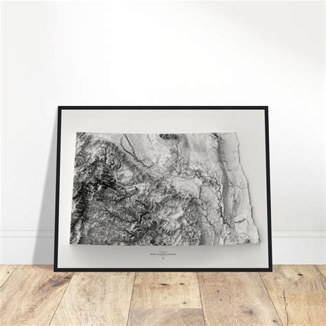 North Dakota Elevation Map, Wall Art Topographic Print, Cartography Art ...