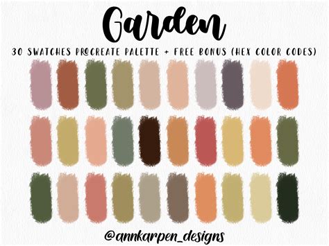 Garden Procreate Palette 30 HEX Handpicked Colors Instant Etsy