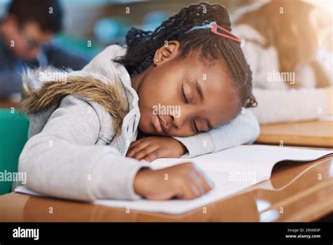 Sleeping Beauty In Class An Elementary School Girl Taking A Nap In The