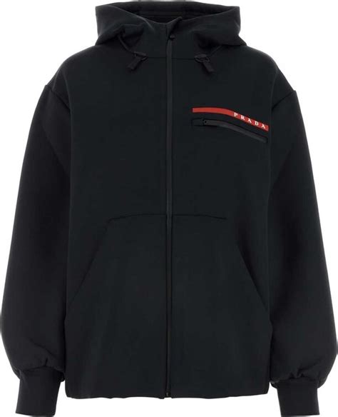 Prada Logo Detailed Zip Up Hoodie Shopstyle