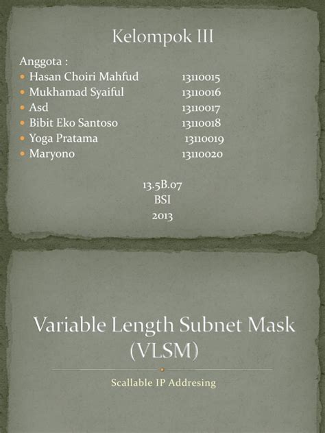 Pdf Variable Length Subnet Mask Vlsm Dokumen Tips