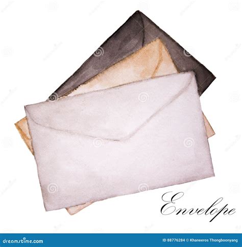 Watercolor Painting Of Old Envelope Stock Illustration Illustration