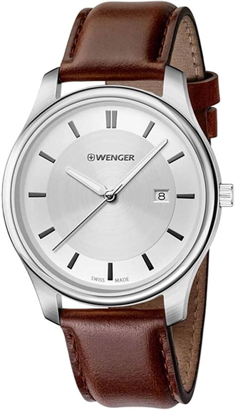 Wenger 01 1441 122 Relógio masculino pulseira de couro marrom