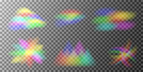 Set Of Rainbow Light Prism Effect Hologram Reflection Crystal Flare